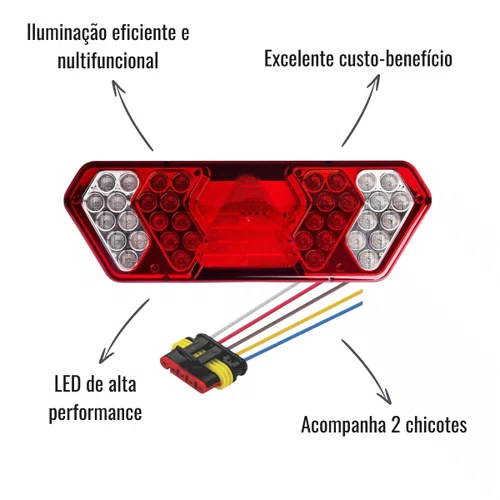 Par Lanterna Traseira LED IVA 24V Guerra + Chicotes