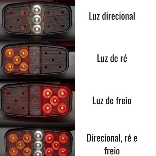 Par Lanterna Traseira LED Sinalsul Canoinha Reboque 12V C/Ré