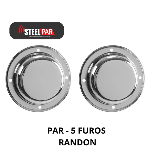 Par de Tampa Cubo Cromado para Carreta Randon com 5 Furos