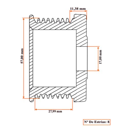 Polia Alternador Unifap 3.425 8PK Cargo Constellation Atego