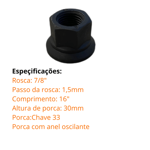Porca para parafuso Roda 7/8" 1.5/16" - CH33 H30 Scania - BZ