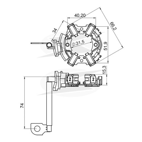 Porta Escova Motor de Partida Unifap 1.222/4