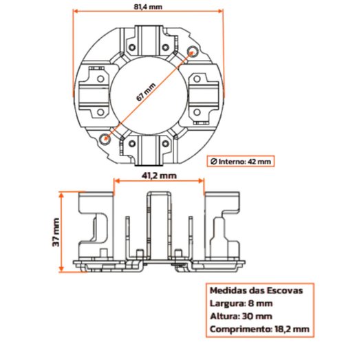 Porta Escova Motor Partida Unifap 1.187/4 Stralis FH12 NH12