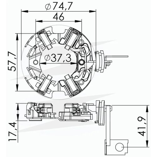 Porta Escova para Motor de Partida Unifap 1.115/4 Gol Parati Corsa Fox