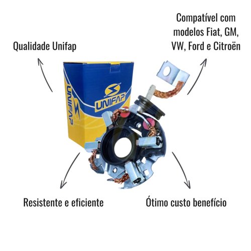Porta Escova para Motor de Partida Unifap 1.118/4 Gol Parati Santana Astra