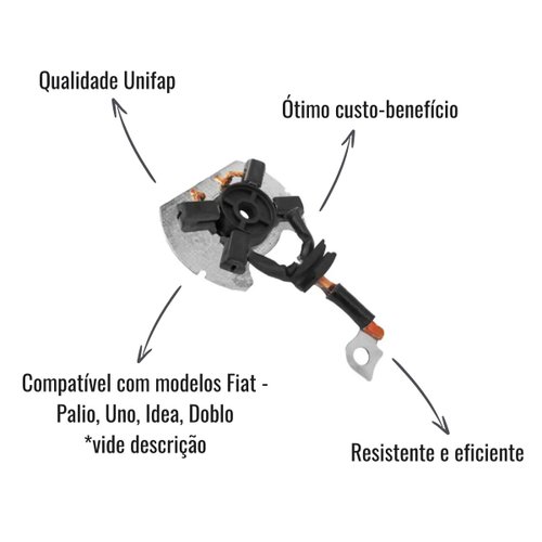 Porta Escova para Motor de Partida Unifap 1.210/4 Uno Doblo Idea Palio