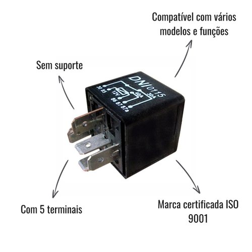 Relé Auxiliar Reversor DNI 0115 12V 40/30A Injeção Eletrônica Sem Suporte