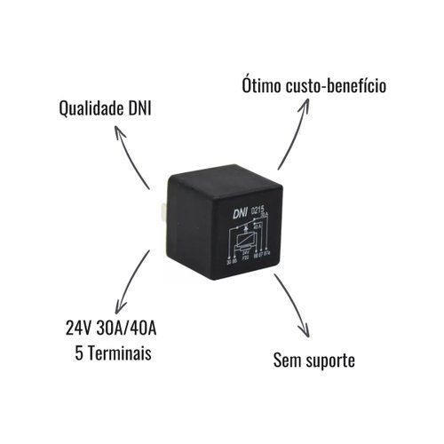Relé Auxiliar Reversor DNI 0215 24V 30A/40A 5 Terminais Sem Suporte