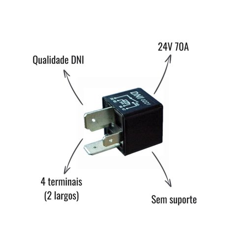 Relé Auxiliar Universal DNI 0221 24V 70A 4 Terminais Sem Suporte