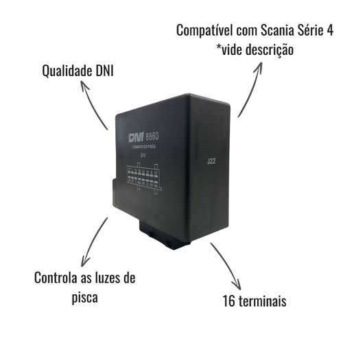 Relé Comando de Pisca DNI8860 24V Com Suporte para Scania Série 4