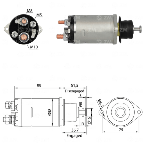 Relé de Partida para Bobcat Mercedes Benz ZM M10 M8 M5 12v