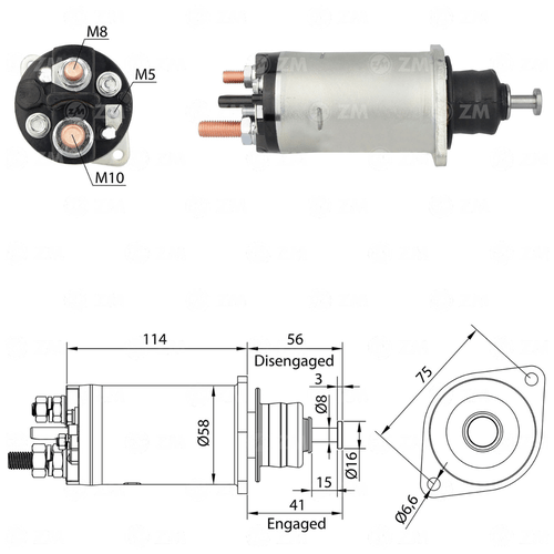 Relé de Partida Case Ford Mercedes Benz ZM M10 M8 M5 12v