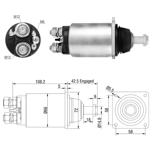 Relé de Partida ZM 831 12V para Cummins 6CTAA