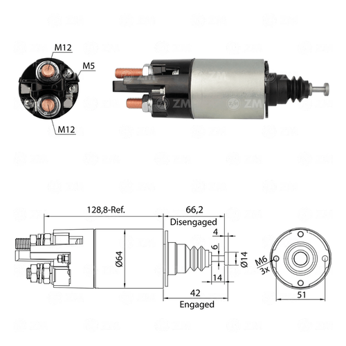 Relé de Partida Mercedes Benz Volvo Delco ZM M12 M5 CAP 24v