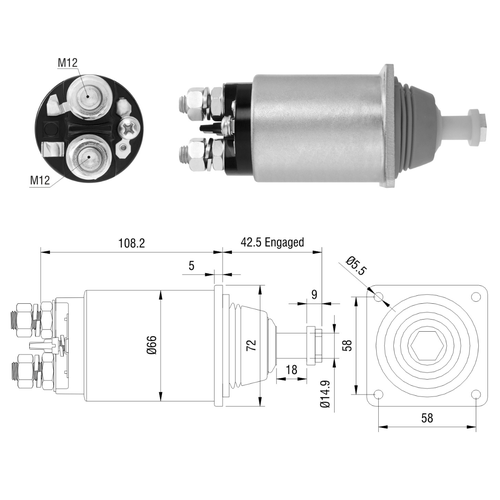 Relé de Partida Scania Séries: 114 124 D/P/R/T ZM M12 M6 24v