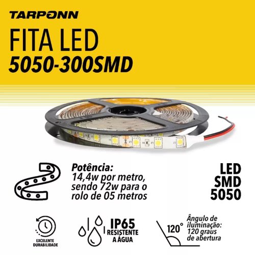 Rolo de Fita Adesiva LED Tarponn 6000K 12V 5m
