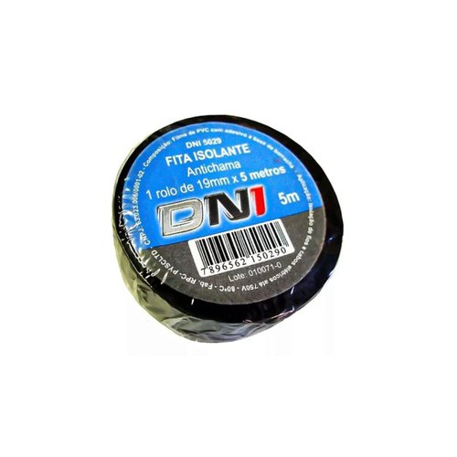Fita Isolante PVC DNI Antichama 18mm 5M Preta