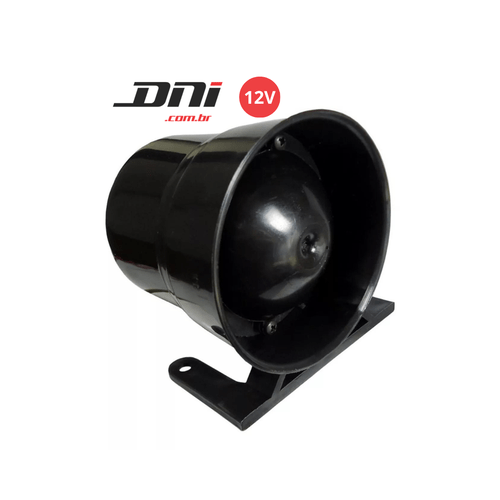 Sirene Pizoelétrica Bitonal Preta com 1 Tom 12v Universal