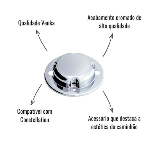 Sobre Tampa de Cubo Dianteiro Venka Cromado para Constellation
