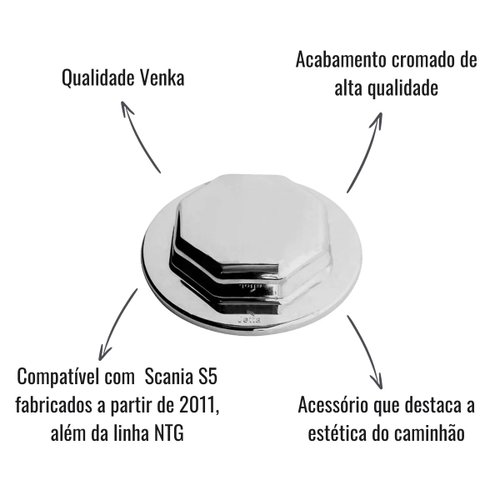 Sobre Tampa de Cubo Dianteiro Venka Cromado para Scania S5/NTG a Partir de 2011