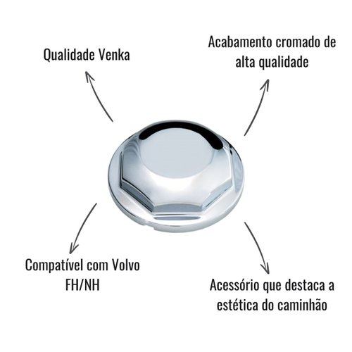 Sobre Tampa de Cubo Dianteiro Venka Cromado para Volvo FH/NH