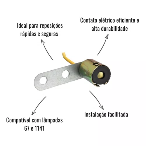 Soquete Sinalsul 1 Polo Lâmpada 67 1141 Com Haste 5 Unidades
