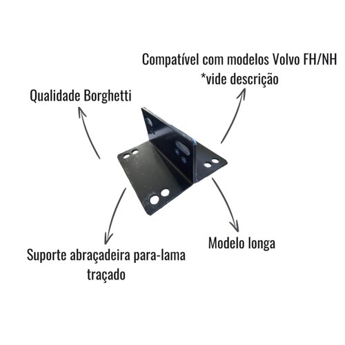 Suporte Abraçadeira Para-Lama Borghetti Traçado Longa FH/NH