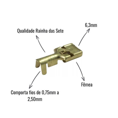 Terminal Encaixe Fêmea Com Trava ETE 7020 A 6,3mm 100 Unid
