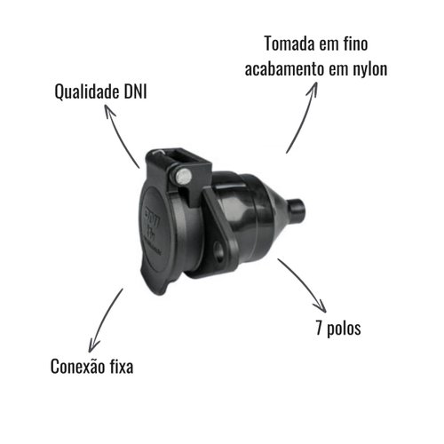 Tomada Elétrica para Engate DNI 7 Polos Fêmea Conexão Fixa