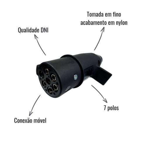 Tomada Elétrica para Engate DNI 7 Polos Macho Conexão Móvel