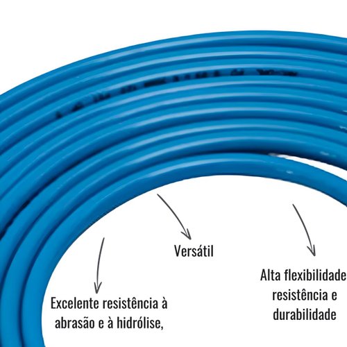 Tubo PU Dynatech 8mm x 6mm Azul 100 Metros