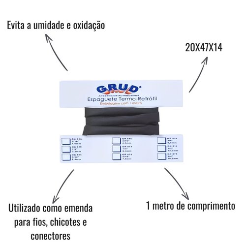 Tubo Termo Retrátil Grud GR 818 1/8 3,2mm 1 Metro