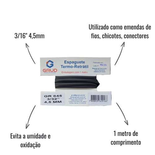 Tubo Termo Retrátil Grud GR 845 3/16" 4,5mm