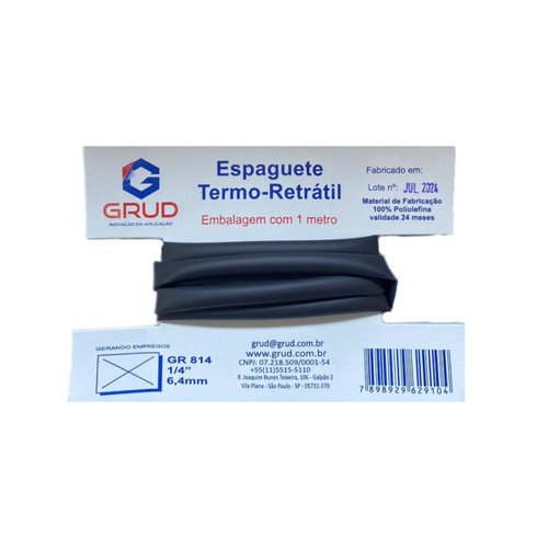 Tubo Termo Retrátil Grud Spum GR 814 1/4 6,4mm 1 Metro