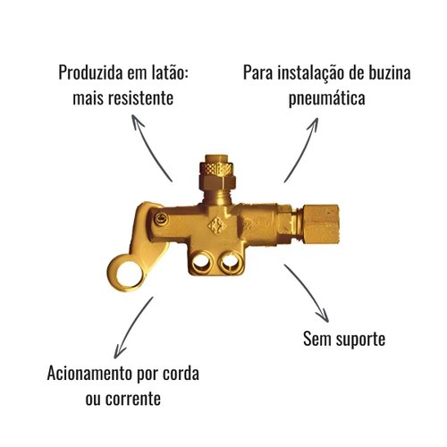 Válvula para Buzina Pneumática Latão Sem Suporte