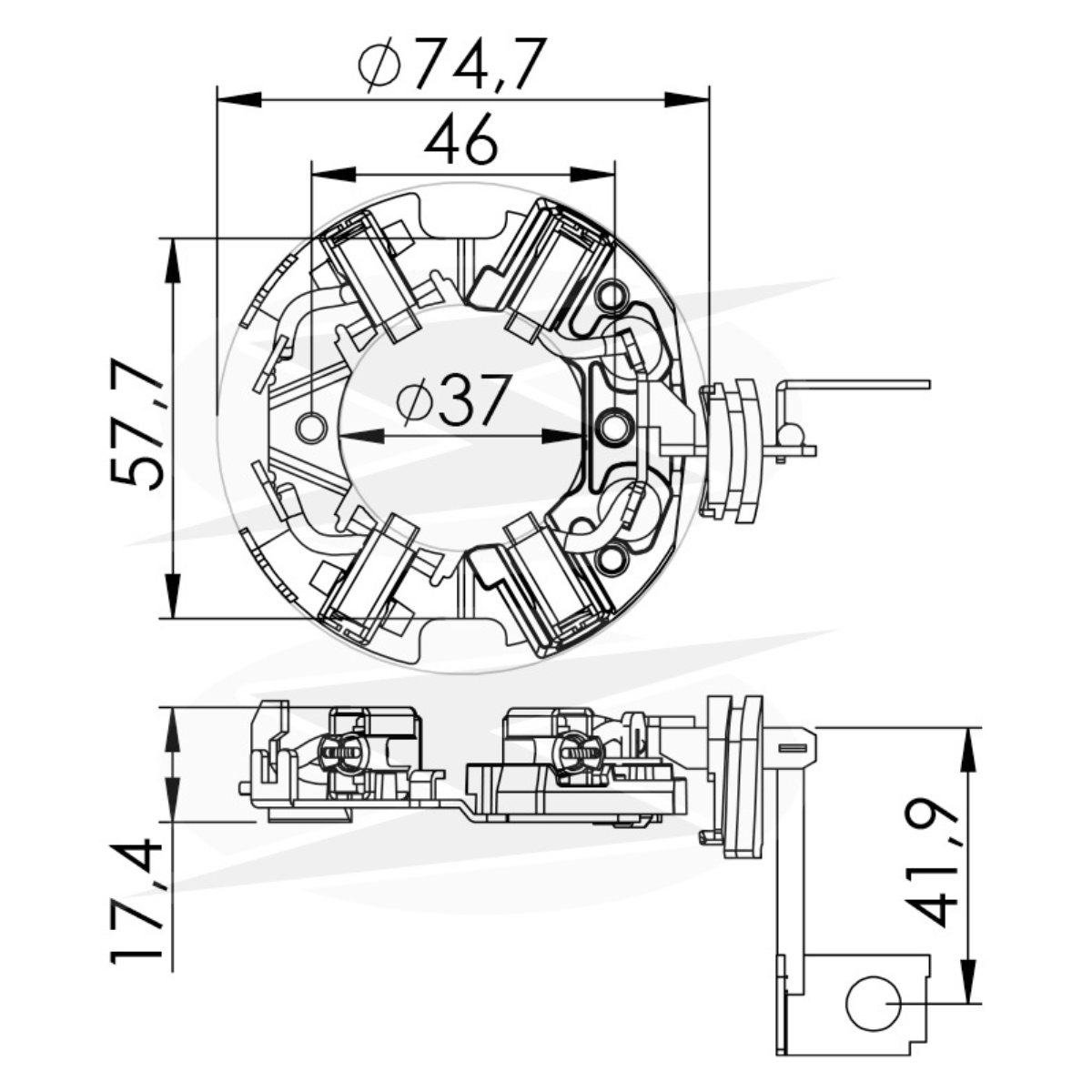 Suporte escova motor partida9001083569 bosch