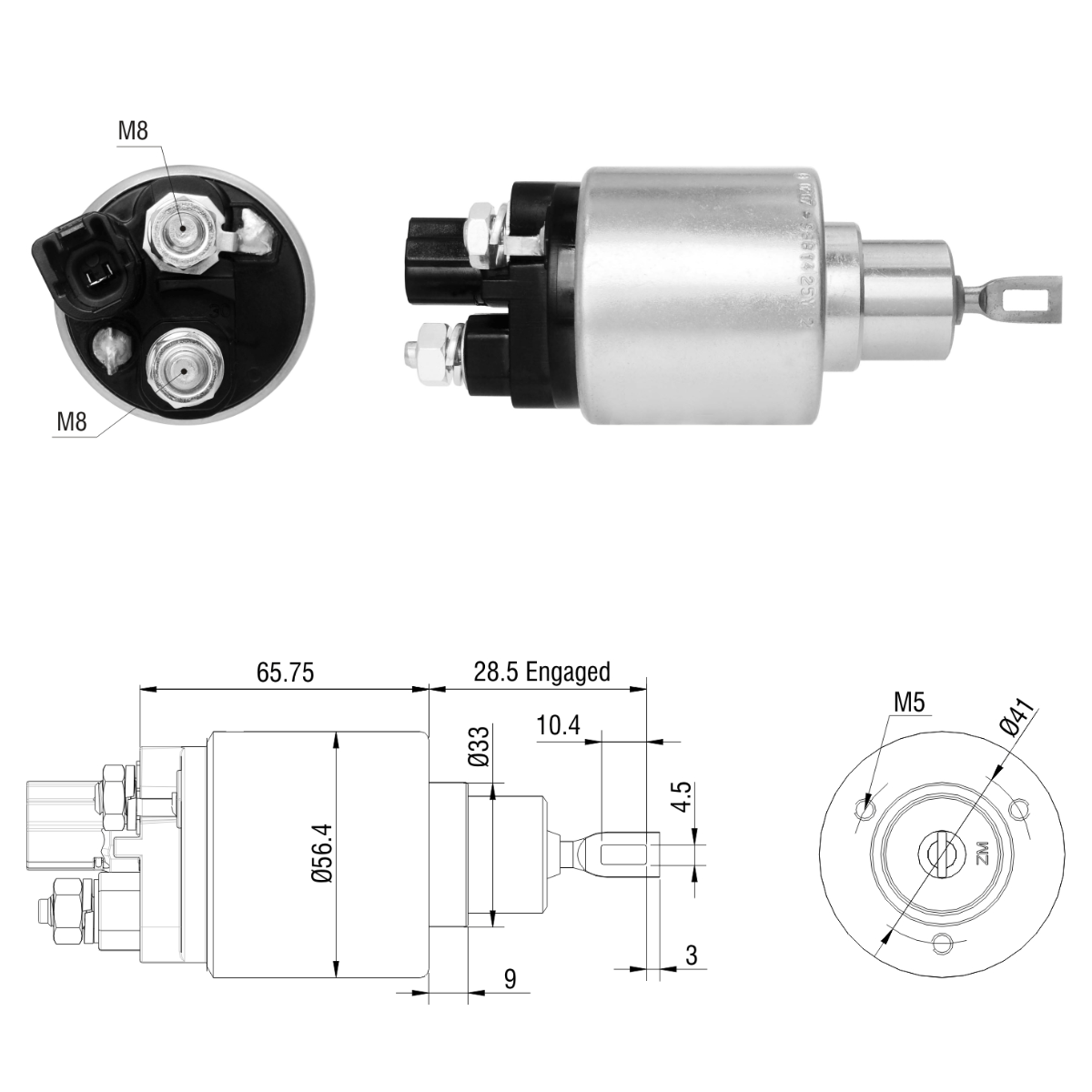 Relé de Partida Toyota Corolla Fielder tipo Bosch ZM M8 12v
