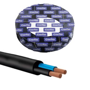 Cabo Flexível PP Corfio 500V 2x1,0mm² Preto 100 Metros