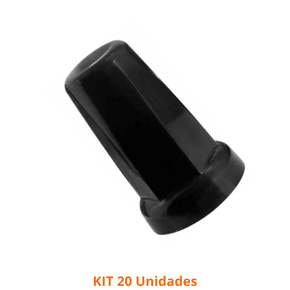 kit com 20 Capas de Porca Modelo Belga Preta número 32x33mm