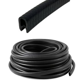 Casca de Cobra Acabamento Fina Preto 10x7 Rolo 50 Metros