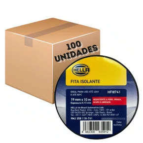 Fita Isolante Hella Preta 10 Metros 19mm 100 Rolos