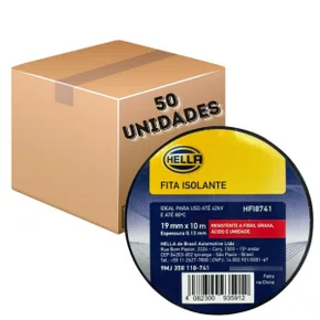 Fita Isolante Hella Preta 10 Metros 19mm 50 Rolos