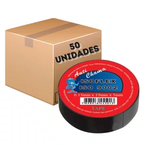 Fita Isolante Isoflex Preta 20 Metros 19mm 50 Rolos