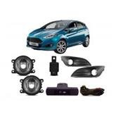 Kit Farol De Milha Tiger New Fiesta 14-17 Moldura Aro Cromado