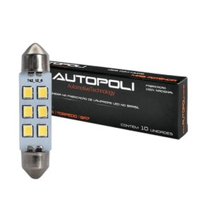 Lâmpada LED Autopoli 12V 1,8W Torpedo SV8,5-8 42mm 10 Unid
