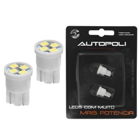 Par Lâmpada LED Autopoli Branco 12V 1,8W W2,1X9,5D Pingão