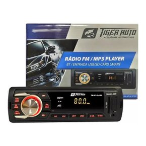 Rádio MP3 Player Tiger Automotivo FM Bluetooth USB MicroSD